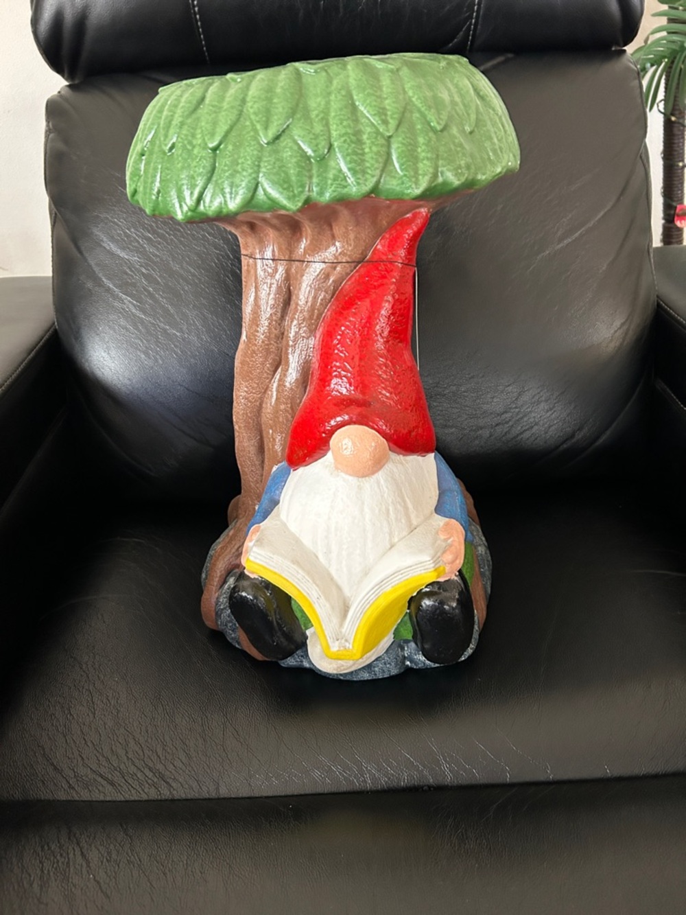 Gnome Reading Under A Tree Resin Statue